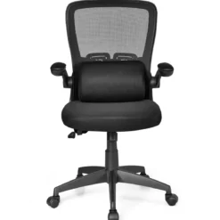Leichter Netzstoff-Bürostuhl mit Lendenwirbelstütze Bürostuhl 61 x 61 x 98 - 106 cm Schwarz