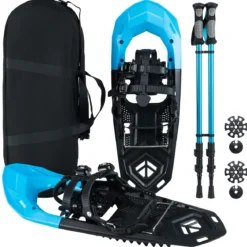 Leichtgewicht Schneeschuhe & Trekkingstöcke Set für Herren Damen &JugendlicheSchneeschuhset Blau