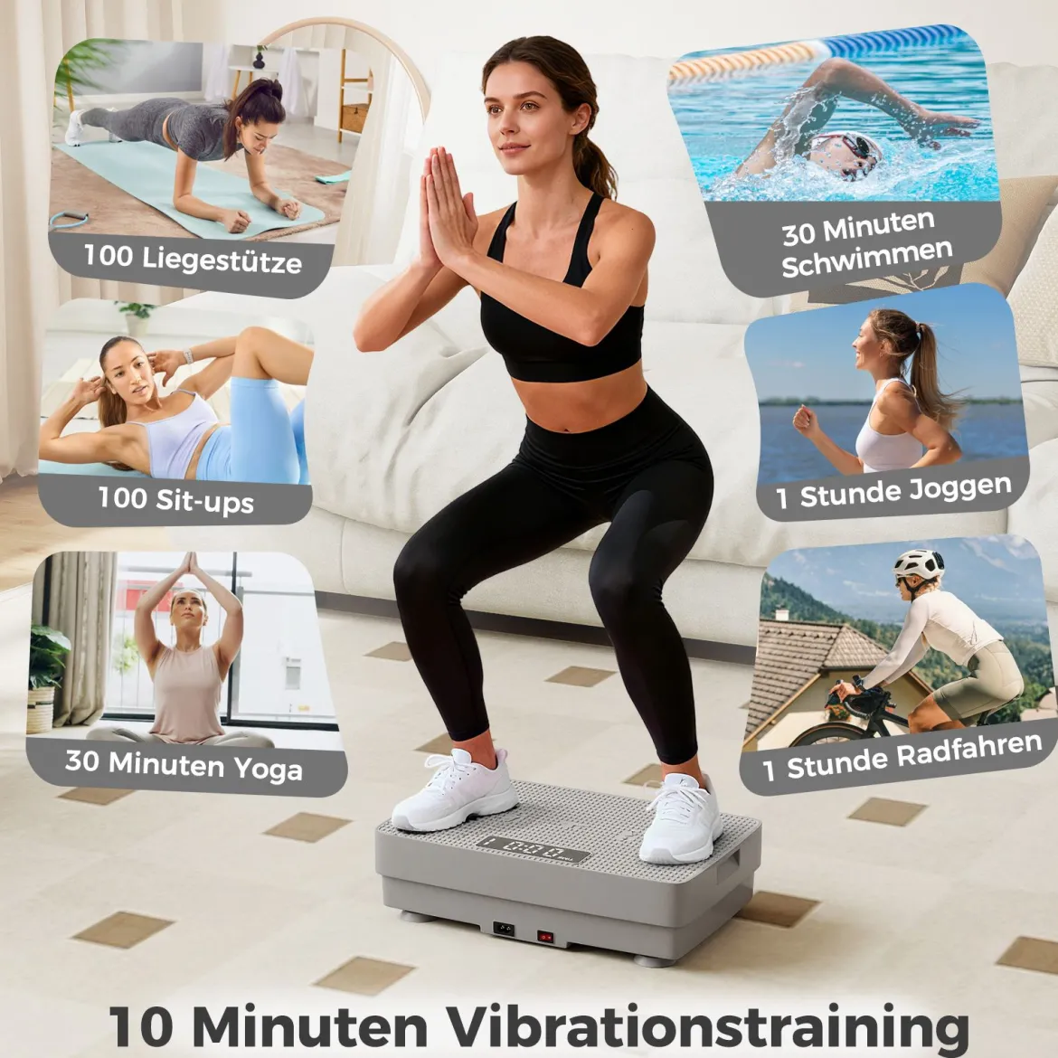 Leistungsstarke Vibrationsplatte Vibrationsplattform für Muskelaufbau Fettverbrennung & Ganzkörpertraining