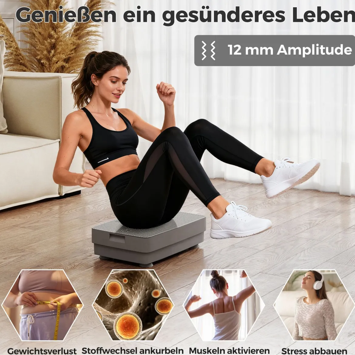 Leistungsstarke Vibrationsplatte Vibrationsplattform für Muskelaufbau Fettverbrennung & Ganzkörpertraining