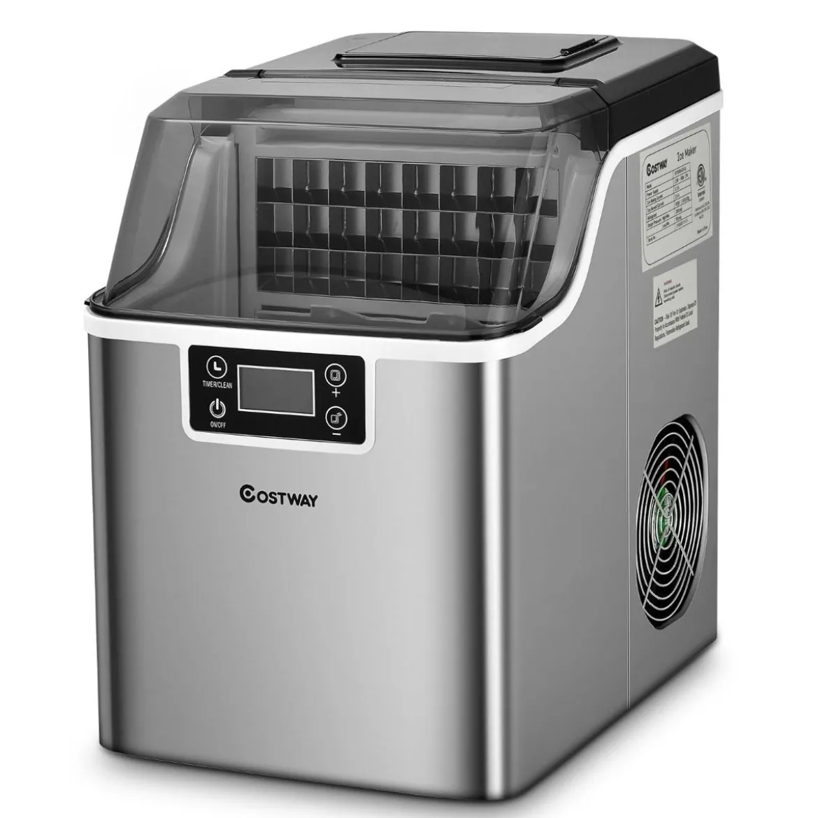 3,2 L Eiswürfelmaschine Eismaschine mit einem Oberen Einlassloch 25 x 36 x 38 cm Silber