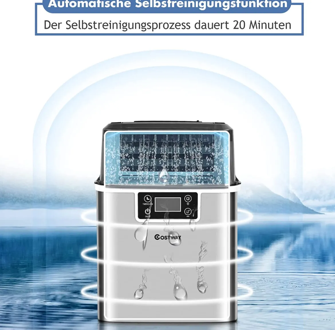 3,2 L Eiswürfelmaschine Eismaschine mit einem Oberen Einlassloch 25 x 36 x 38 cm Silber