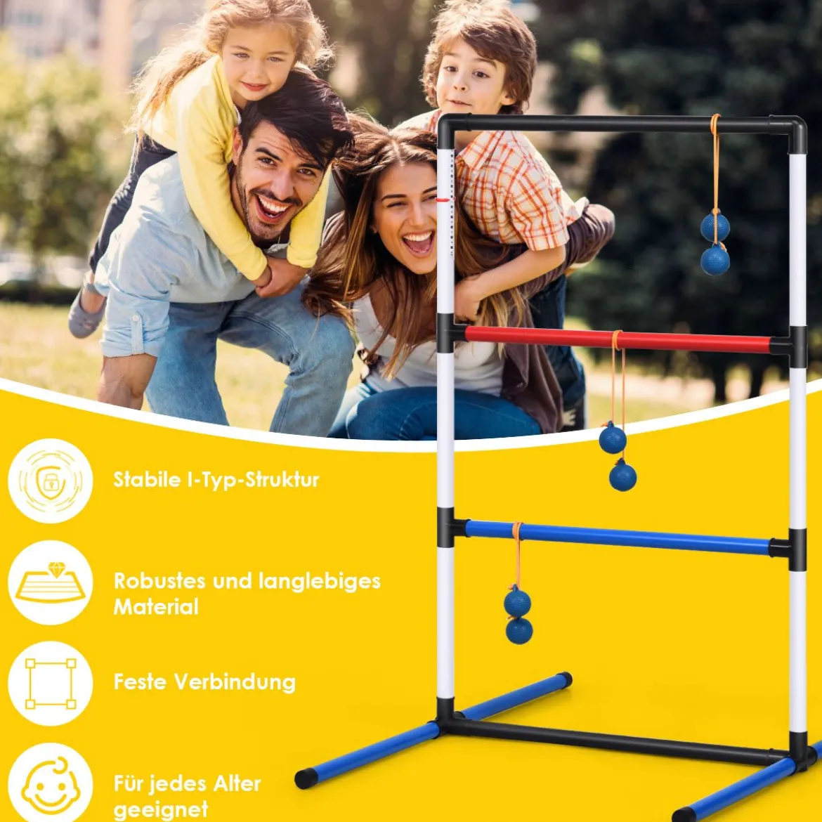 Leitergolf-Set Indoor-Outdoor Wurfspiel mit 6 Bolas-Wurfkugeln und Tragetasche