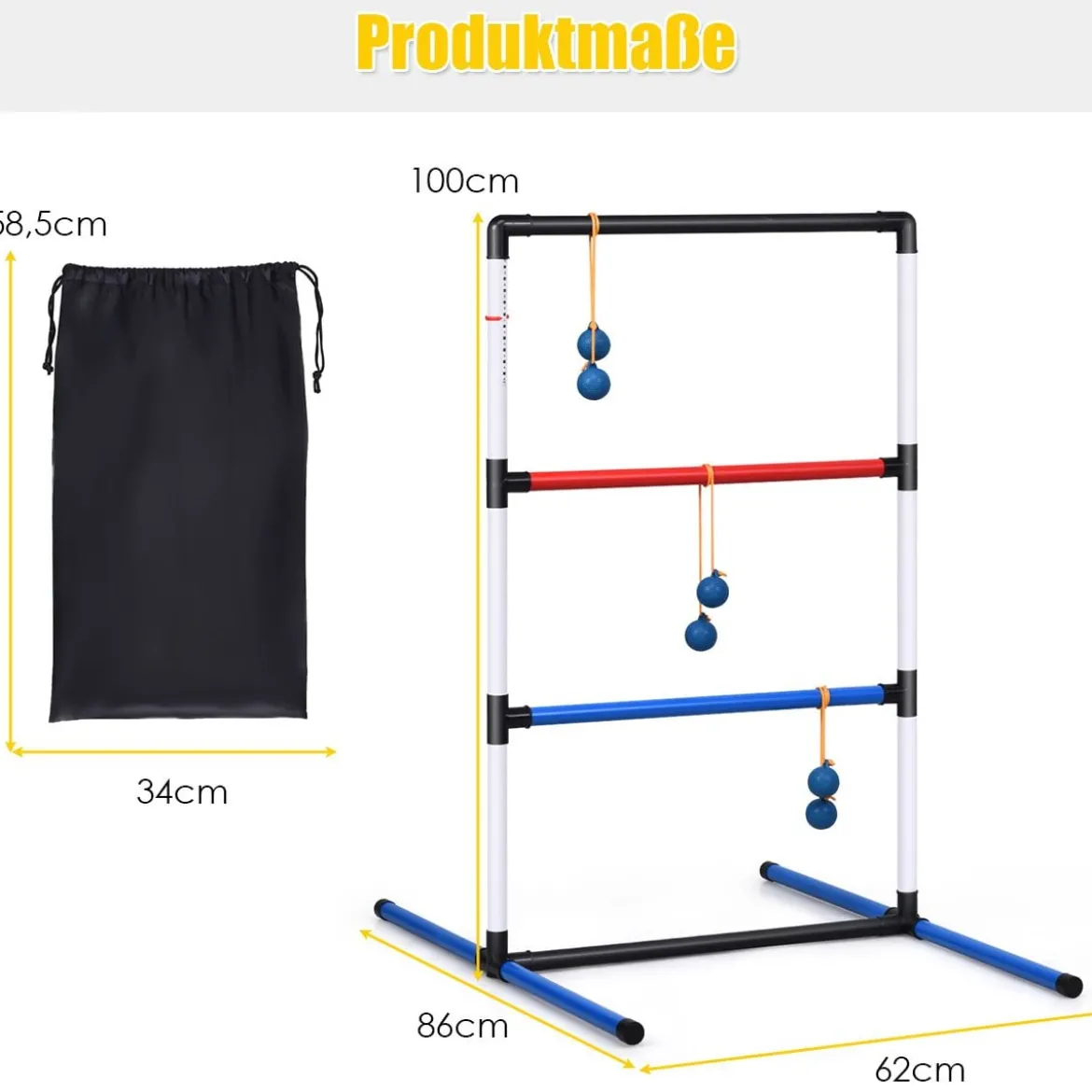 Leitergolf-Set Indoor-Outdoor Wurfspiel mit 6 Bolas-Wurfkugeln und Tragetasche