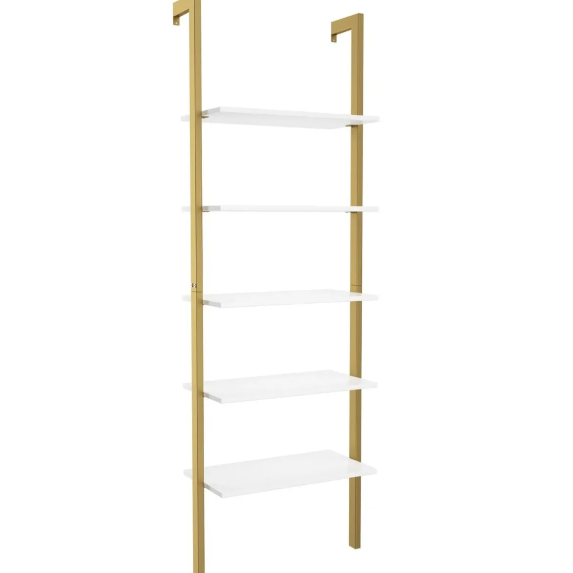 Leiterregal mit 5 Ebenen & Metallrahmen Standregal Bücherregal 61 x 30 x 183 cm Golden