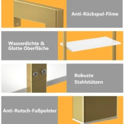 Leiterregal mit 5 Ebenen & Metallrahmen Standregal Bücherregal 61 x 30 x 183 cm Golden