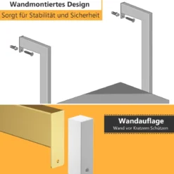 Leiterregal mit 5 Ebenen & Metallrahmen Standregal Bücherregal 61 x 30 x 183 cm Golden