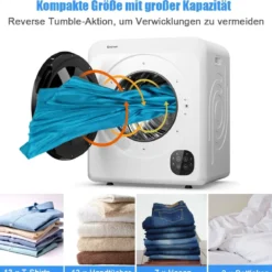 91 L Elektrischer Trockner 1500W Ablufttrockner Wäschetrockner Weiß 59,5 cm x 51 cm x 68 cm