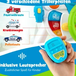 Lenkrad-Spielzeug Interaktives Fahrspielzeug mit Hocker & Licht & Musik & Megaphon
