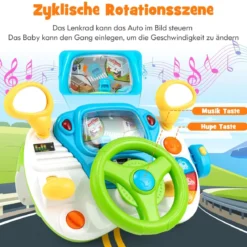 Lenkrad-Spielzeug Interaktives Fahrspielzeug mit Hocker & Licht & Musik & Megaphon