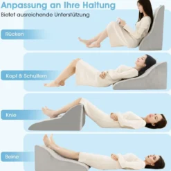 Lesekissen für Bett & Sofa mit Waschbarem Bezug Venenkissen zum Beine Hochlagern Grau