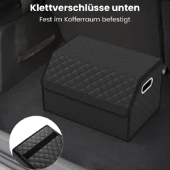 35L Faltbarer Auto-Kofferraum-Organizer aus Leder mit Deckel & Flexibler Trennwand Gesteppt