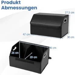 35L Faltbarer Auto-Kofferraum-Organizer aus Leder mit Deckel & Flexibler Trennwand Glatt