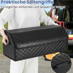 51L Faltbarer Auto-Kofferraum-Organizer aus Leder mit Deckel & Flexibler Trennwand Gesteppt