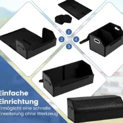 51L Faltbarer Auto-Kofferraum-Organizer aus Leder mit Deckel & Flexibler Trennwand Gesteppt