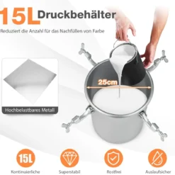 15-l-Farbtank mit Sprühpistole & anpassbarem Sprühbereich Farbfluss & Material & Luftschläuchen