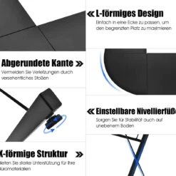 L-Form Schreibtisch Computertisch Winkelschreibtisch Arbeitstisch Schwarz