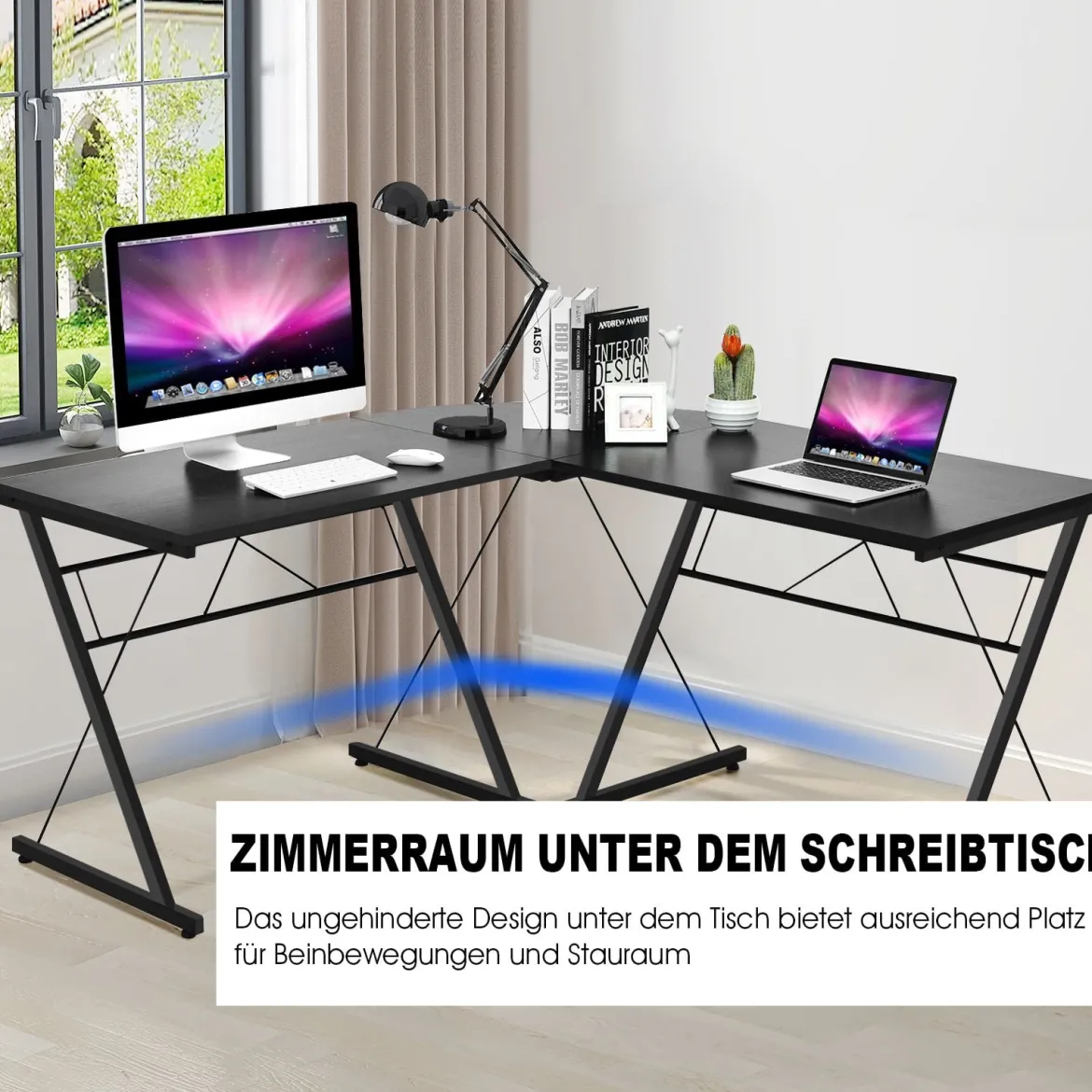 L-Form Schreibtisch Computertisch Winkelschreibtisch Arbeitstisch Schwarz