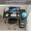 L-Form Schreibtisch Eck-Computertisch mit Ablagefächern Bürotisch 120 x 88 x 74,5 cm Schwarz
