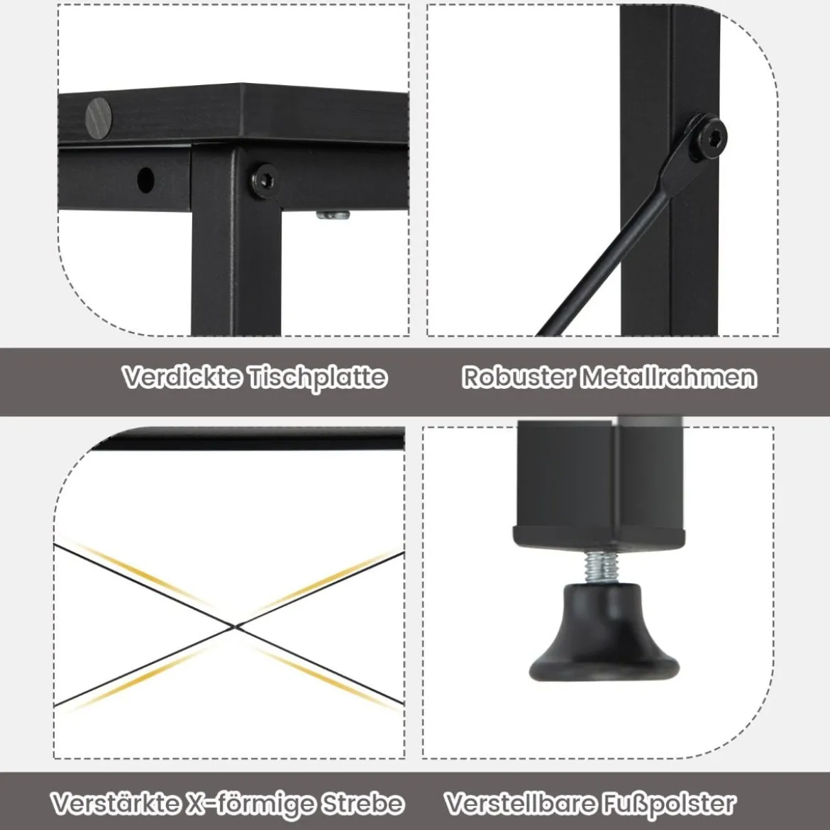 L-Form Schreibtisch Eck-Computertisch mit Ablagefächern Bürotisch 120 x 88 x 74,5 cm Schwarz