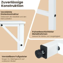 L-förmiger Schreibtisch Computertisch mit Ladestation & Ablagefächern moderner Gamingtisch Weiß