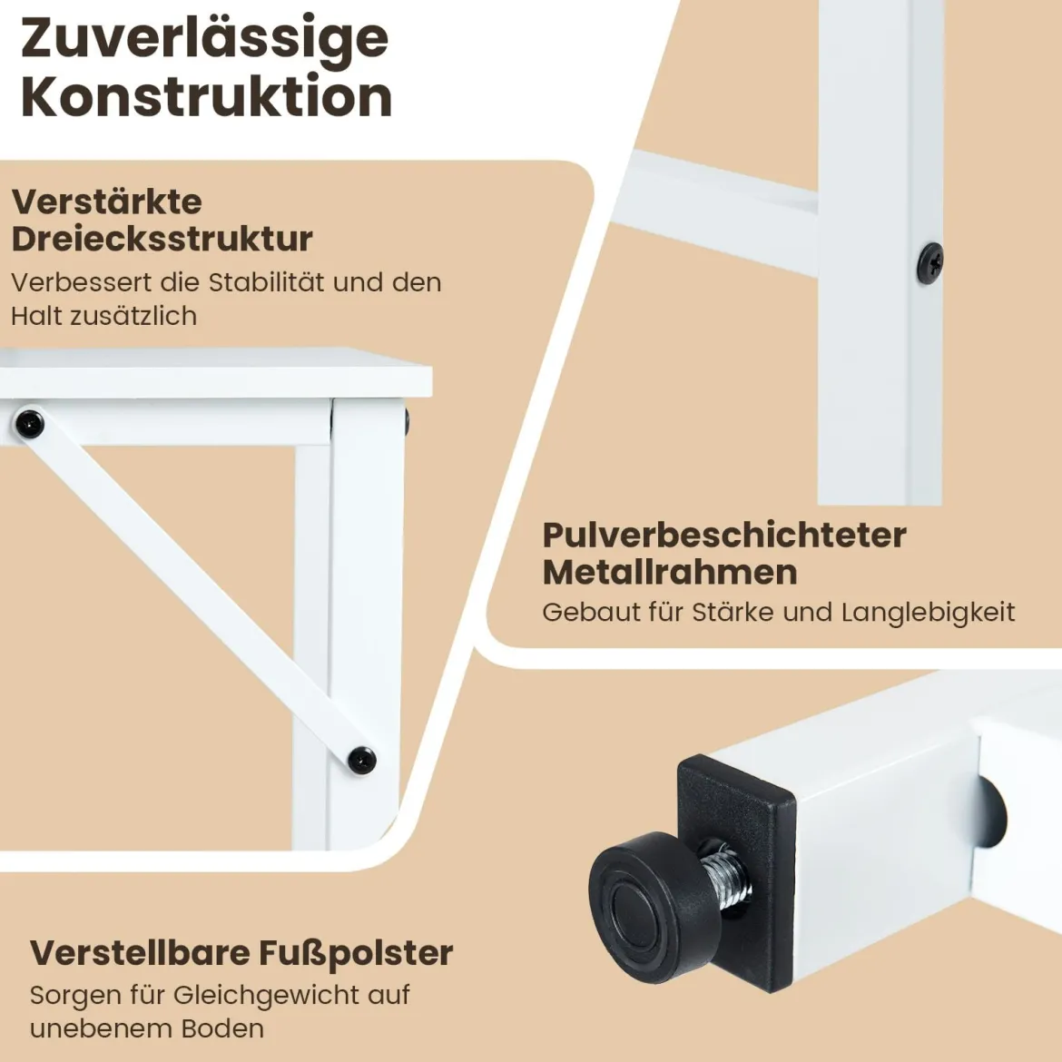 L-förmiger Schreibtisch Computertisch mit Ladestation & Ablagefächern moderner Gamingtisch Weiß