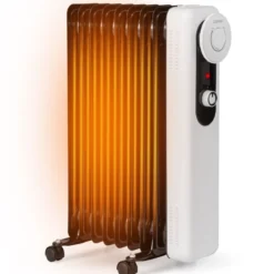 Ölgefüllter Heizkörper mit 3 Heizstufen Einstellbarem Thermostat 42 x 24 x 62 cm Schwarz