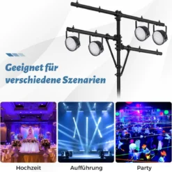Lichtsaktiv mit robuster Basis tragbares Beleuchtungsativ mit T-Stange bis 45 kg Belastbar Schwarz
