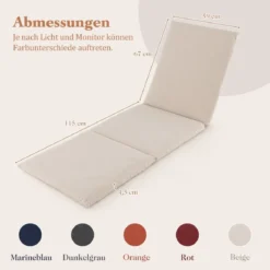 Liegenauflage Auflage für Sonnenliege Polsterauflage für Gartenliege 82 x 59 x 4,5 cm Beige
