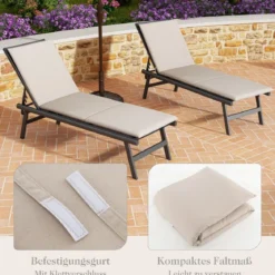 Liegenauflage Auflage für Sonnenliege Polsterauflage für Gartenliege 82 x 59 x 4,5 cm Beige