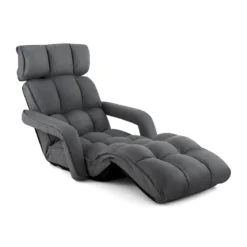 Liegestuhl Klappbares Schlafsofa mit 6 Verstellbaren Positionen 72 x 61 x 46,5 cm Dunkelgrau