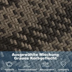 Liegestuhl mit Klapphocker Rattan Strandliege mit sanfter Schaukelbewegung 106 x 65 x 79 cm Grau