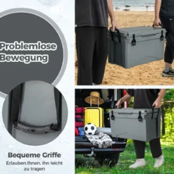 47L Isolierbox Kühlbox tragbar Wärmebehälter mit Flaschenöffner und Abflusssystem 69 x 37 x 42 cm Grau