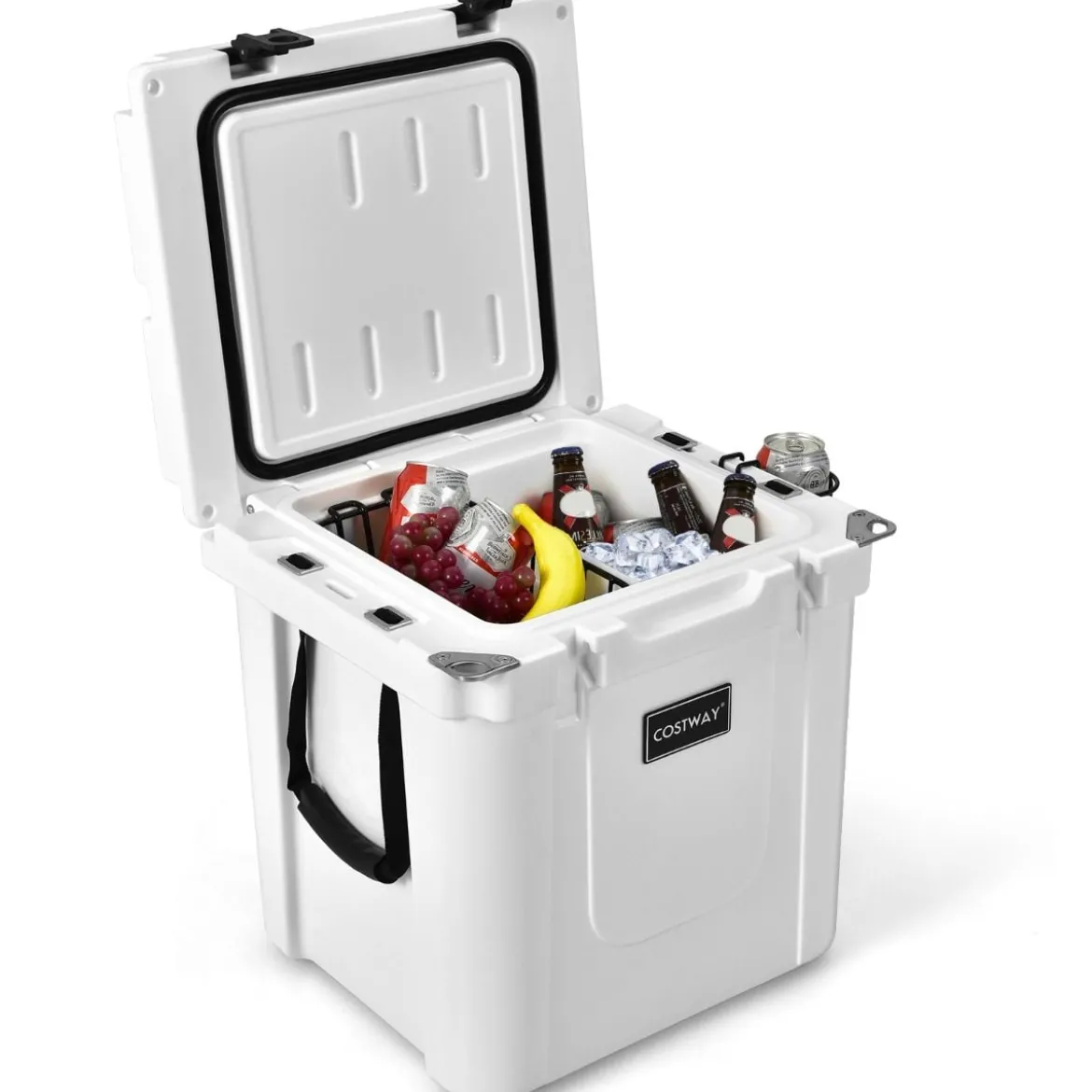 31L Isolierbox Kühlbox Wärmebehälter mit Schneidebrett für Camping Picknick 43,5 x 39 x 47 cm Weiß