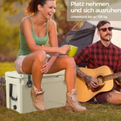 47L Isolierbox mit Flaschenöffner & Griff Tragbare Kühlbox Wärmebehälter für Camping Kahki