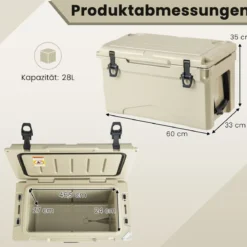 28L Isolierbox mit Flaschenöffner & Griff Tragbare Kühlbox Wärmebehälter für Camping Kahki