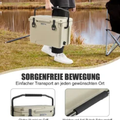 23L Isolierbox mit Flaschenöffner & Griff Tragbare Kühlbox Wärmebehälter für Camping Kahki