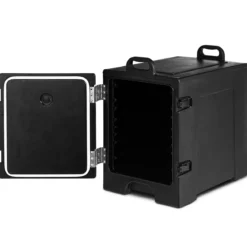 77L Isolierbox 5 Pfannen Speiseträger Kühlbox Speisen Wärmebehälter Speiseträger 61,5 x 41,5 x 63 cm Schwarz