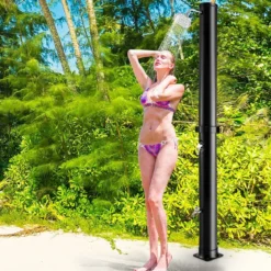 38 Liter Solardusche mit Schwenkbarem Duschkopf & Fußdusche bis 60°C 217,5 cm Schwarz