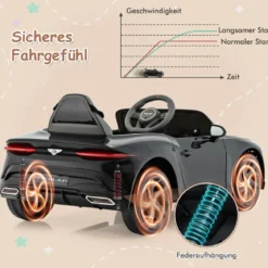Lizenziertes Bentley Bacalar Kinderfahrzeug mit Fernbedienung & Scherentüren & Federung Schwarz