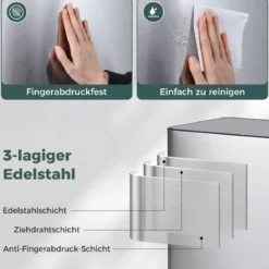 60L Küche Mülleimer aus Edelstahl mit Pedal & Softclose Deckel 2 Fächer Mülltrennsystem Silber