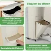 42L Küchenmülleimer mit Deckel & 3 Fächern Tretmülleimer & Fußpedal & Rädern Beige