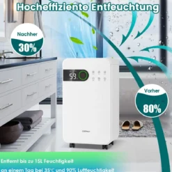 2,3L Luftentfeuchter mit Schlafmodus Raumentfeuchter für den Heimkeller Mobile Entfeuchter 24-Stunden-Timer