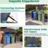 240L Metall Mülltonnenschuppen für 2 Tonnen Deckel Doppeltüren Abschließbar Garten Terrasse Grau