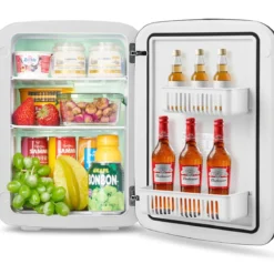 15L Mini Kühlschrank 2 in 1 Kühl- und Heizfunktion Tragbarer Kühltruhe Getränkekühler 38cm x 33cm x 27cm Weiß Energieklasse E