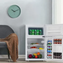 90L Mini-Kühlschrank separates Gefrierfach Kompakter Kühlschrank 48,5 x 49,5 x 86 cm Weiß