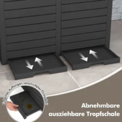 235 L Mülleimer mit Doppeldeckel & Ausziehbarer Auffangschale & Griff Outdoor Mülltonne Schwarz