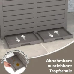 235 L Mülleimer mit Doppeldeckel & Ausziehbarer Auffangschale & Griff Outdoor Mülltonne