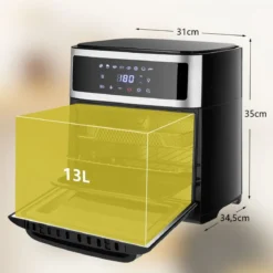 13 L Ofen 8 in 1 Luftfritteuse mit Touchscreen 31 x 34,5 x35 cm Schwarz