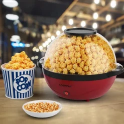 5L Popcornmaschine mit Rührwerk 850W Popcorn Maschine Popcorn Maker 35 x 30 x 25 cm Rot